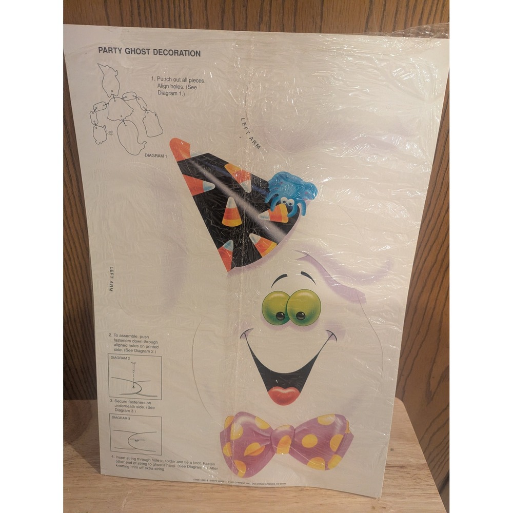 New Vintage 1992 Current Inc Party Ghost Decoration DIY Punch Out Kit Halloween
